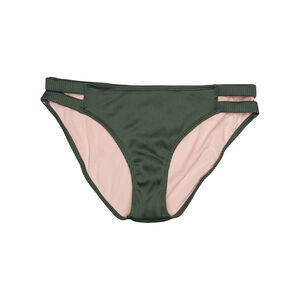 Mae Women Textured Solid Side Cuts Bikini Bottom Dark Green Size M